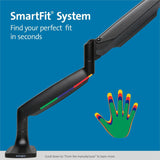 Kensington SmartFit Mounting Arm for Monitor, Curved Screen Display, Flat Panel Display, Black, Landscape/Portrait, Height Adjustable, 1 Display(s) Supported, 13" to 34" Screen Support (KMW59600) Each