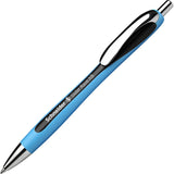 Schneider Slider Rave XB Ballpoint Pen, Retractable, Black Ink, Black Rubberized, Light Blue Barrel, 5/Pack (RED132501PK) Pack of 5
