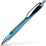 Schneider Slider Rave XB Ballpoint Pen, Retractable, Black Ink, Black Rubberized, Light Blue Barrel, 5/Pack (RED132501PK) Pack of 5