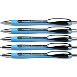 Schneider Slider Rave XB Ballpoint Pen, Retractable, Black Ink, Black Rubberized, Light Blue Barrel, 5/Pack (RED132501PK) Pack of 5
