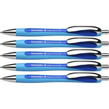 Schneider Slider Rave XB Ballpoint Pen, Retractable, Blue Ink, Blue Rubberized, Light Blue Barrel, 5/Pack (RED132503PK) Pack of 5