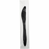 Genuine Joe Medium-weight Individually Wrapped Knives, Black, 1000/Carton (GJO18476) Case of 1000