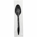 Genuine Joe Medium-weight Individually Wrapped Teaspoons, Black, 1000/Carton (GJO18478) Case of 1000