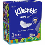 Kleenex Ultra Soft Tissues, 3 Ply, WhiteBox, 60/Box, 4/Pack (KCC54308) Pack of 4