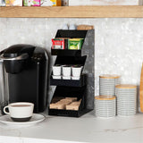 Mind Reader 3-Tier Countertop Organizer, 16" x 9" x 6", Black, 5 Compartment (EMS3TCORGBLK) Each