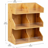 Mind Reader Bali 6-Compartment Storage Organizer, 15.25" x 6.25" x 13", Brown, 6 Compartment(s), Bamboo (EMS3T2TWDBRN) Each
