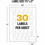 Avery® Cable Self-Adhesive Waterproof Labels, T-Style, 1.25" x 2" , 300 Total (61539) (AVE61539) 1 Pack