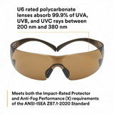 3M SecureFit Protective Eyewear, Polycarbonate, Anti-fog, Comfortable, Soft, Nose Bridge, Impact Resistant, Adjustable Temple (MMMSF405SGAFB) Each