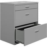NuSparc Pencil Drawer Lateral File, 30" Width x 17.6" Depth x 31.7" Height, Silver, Steel (NPRLF318BBSR) Each