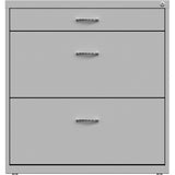 NuSparc Pencil Drawer Lateral File, 30" Width x 17.6" Depth x 31.7" Height, Silver, Steel (NPRLF318BBSR) Each