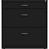 NuSparc Pencil Drawer Lateral File, 30" Width x 17.6" Depth x 31.7" Height, Black, Steel (NPRLF318BBBK) Each