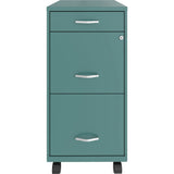 NuSparc 3 Drawer Mobile File Cabinet, 14.2" Width x 18" Depth x 29.5" Height, Teal, Painted Steel, Recycled (NPRVF318BMTL) Each