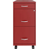 NuSparc 3 Drawer Mobile File Cabinet, 14.2" Width x 18" Depth x 29.5" Height, Red, Painted Steel, Recycled (NPRVF318BMRD) Each