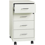 NuSparc 4 Drawer Mobile Storage Cabinet, 14.2" Width x 18" Depth x 26.5" Height, White, Painted Steel, Recycled (NPRVF418DMWE) Each