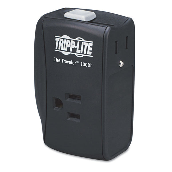 Tripp Lite Protect It! Portable Surge Protector, 2 AC Outlets, 1,050 J, Black (TRPTRAVLER100BT)