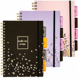 Pukka Pads Rochelle & Jess Notebook, 1.30" x 7.9" x 9.8", Gold Binding, Pink, Lilac, Black Cover, 3/Pack (PKP9447ROC) Pack of 3