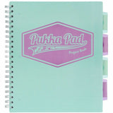 Pukka Pads Project Book US Letter size, 0.31" Ruled, 8½" x 11", Teal Polypropylene, Pink, Blue Cover, 100 Sheets, Printed, 3/Pack (PKP8867PST) Pack of 3