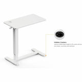 Kantek Kantek Mobile Pneumatic-Lift Side Desk/Table, Laminated Top, 15 lb Capacity, Height Adjustable, 28" Table Top Width x 15.70" Table Top Depth, White (KTKSTS500W) Each