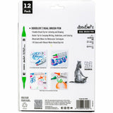 Zebra Pen Doodler'z Dual Brush Pen, Bullet, Brush Pen Point, Assorted Ink, Water Based, 12/Pack (ZEB61002) Pack of 12