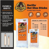 Gorilla Hot Glue Sticks, 0.43" dia x 4", Dries Clear, 45/Pack (GOR3034502) Each