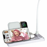 OttLite LED Desk Light with Multi Charging Station, 14" x 3.7", White, LED Bulb, for Desk (OTTVW2009) Each