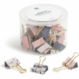U Brands Binder Clip, 1", Gold, Assorted, Pink, Purple, White, Medium, 145 Sheet Capacity, Steel, Metal, 36/Pack (UBR3611U0624) Pack of 36