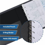 Davis Group Premium 3-Up Business Checkbook Binder, Black, 200 Sheet Capacity, 7 Ring, Pocket: Internal, Vinyl, Pocket (DGC3UPAM01) Each