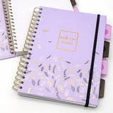 Pukka Pads Rochelle & Jess Notebook, 7 1/2" x 10", Black, Lilac, Gold Cover, 5 Subject(s), 100 Sheets, Ruled Margin, 3/Pack (PKP9917ROC) Pack of 3