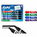 Expo 2-in-1 Dry Erase Markers, Assorted Ink/, Erasable, 4/Pack (SAN1944655A) Pack of 4