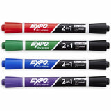 Expo 2-in-1 Dry Erase Markers, Assorted Ink/, Erasable, 4/Pack (SAN1944655A) Pack of 4
