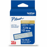 Brother Genuine P-touch TZeML35 WHT on GRY Label Tape, Premium Matte Laminated, 12mmX8m, 15/32", Matte Gray (BRTTZEML35G) Each