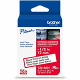 Brother P-touch Genuine TZeS231 BK on WHT Label Tape, Strong Adhesive Lam., 12mmX8m, 15/32", White, Laminated (BRTTZES231G) Each
