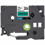 Brother Genuine P-touch TZe741 BK on GRN Label Tape, Laminated, 18mmX8m, 45/64", Green, Water Resistant (BRTTZE741G) Each