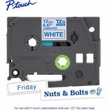 Brother P-touch Genuine TZe233 Blue on WHT Label Tape, Laminated, 12mmX8m, 15/32", White, Water Resistant (BRTTZE233G) Each