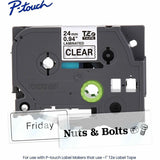 Brother P-touch Genuine TZe151 BK on CLR Label Tape, Laminated, 24mmX8m, 15/16", Clear, Water Resistant (BRTTZE151G) Each