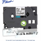 Brother P-touch Genuine TZe151 BK on CLR Label Tape, Laminated, 24mmX8m, 15/16", Clear, Water Resistant (BRTTZE151G) Each