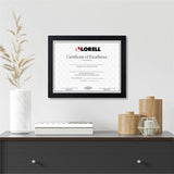 Lorell Certificate Frame, 8.50" x 11" Frame Size, Flat Edge, Black (LLR49418) Each