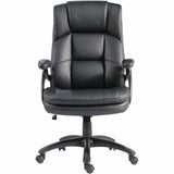 Lorell Black Base Leather High-back Chair, Black (LLR59435) Each