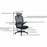 Lorell Lanser Mesh-Back Chair with Flip-Up Arms, Fabric Seat Material, Mesh Back Material, Black (LLR63210) Each