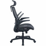 Lorell Lanser All-Mesh Chair with Flip-Up Arms, Black (LLR63211) Each