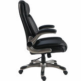 Lorell Sera High-Back Manager Chair w/ Flip-up Armrest, Black (LLR63271) Each