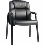 Lorell Cushioned Low-Back Guest Chair, Polyurethane Seat Material, Polyurethane Back Material, Steel Frame Material, Low Back, Four-legged Base, Black, Vinyl, Armrest (LLR59436) Each
