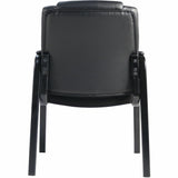 Lorell Cushioned Low-Back Guest Chair, Polyurethane Seat Material, Polyurethane Back Material, Steel Frame Material, Low Back, Four-legged Base, Black, Vinyl, Armrest (LLR59436) Each