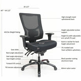 Lorell Big & Tall Mesh High-Back Chair, Fabric Seat Material, Mesh Back Material,- Black (LLR62010) Each