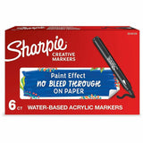 Sharpie Creative Markers, Black Ink, Water Based, Acrylic Based, 6/Box (SAN2218123) Box of 6