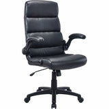 Lorell Colline High-Back Chair with Flip Arms, Bonded Leather, Black (LLR41853) Each
