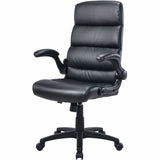 Lorell Colline High-Back Chair with Flip Arms, Bonded Leather, Black (LLR41853) Each