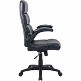 Lorell Colline High-Back Chair with Flip Arms, Bonded Leather, Black (LLR41853) Each