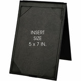 Deflecto Double-Sided A-Frame Table Tent, Support 5" x 7" Media, Black, Leatherette (DEF4440) Each
