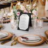 Deflecto Double-Sided A-Frame Table Tent, Support 5" x 7" Media, Black, Leatherette (DEF4440) Each